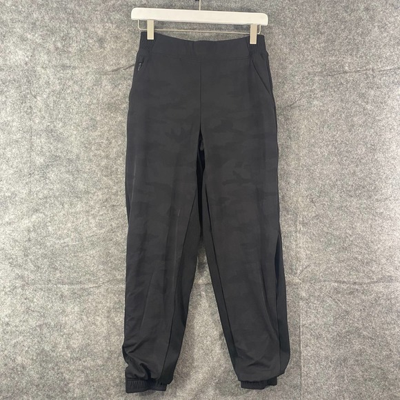 Athleta Brooklyn Jogger Pants 2 Black Camo Lined High Rise Tapered Stretch - Picture 3 of 16
